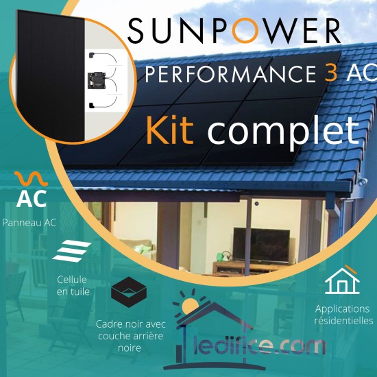 Kit photovoltaïque - 1,875 kW SUNPOWER Performance 3 AC avec 5 panneaux P3 AC 400Wc